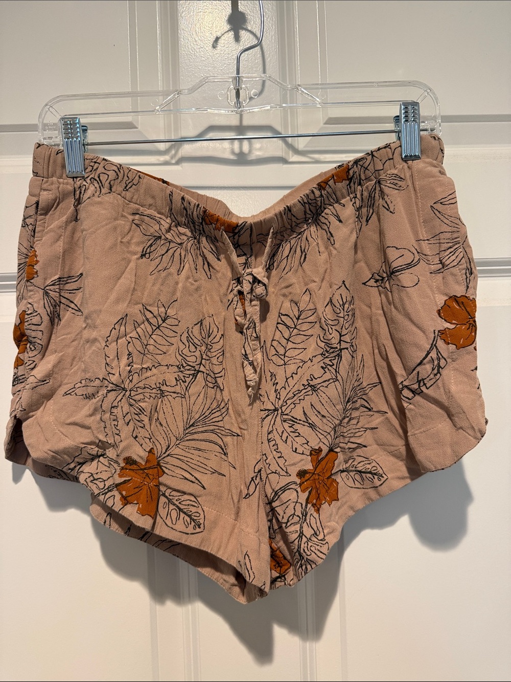 RVCA Blush Pink Floral Drawstring Athletic Shorts